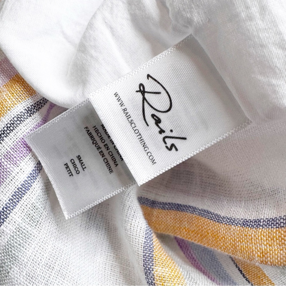 Rails Amelia Linen Blend Midi Dress in Merida Stripe Soft White Size S - Picture 10 of 14